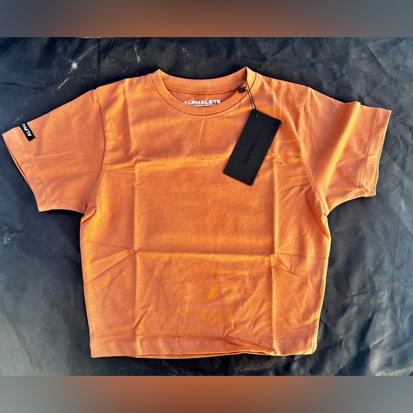 Alphalete Essential Short Sleeve Crop Top - Clay - Picture 4 of 7